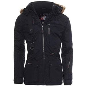 Geographical Norway Chirac Men Warme waterdichte parka voor heren, dikke capuchon, bontjas, outdoor, warme winddichte jas, winter, outdoor voering, jas voor heren, marineblauw, M