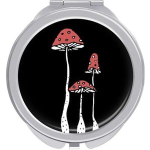 Cartoon Paddestoelen Compacte Spiegel Ronde Pocket Make-up Spiegel Dubbelzijdige Vergroting Opvouwbare Draagbare Hand Spiegel