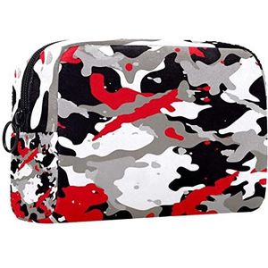 Cosmetische tas voor dames,kleine make-uptas voor portemonnee,rode en grijze camouflage,Cosmetische reistas,make-uptasje