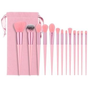 13PCS Makeup Brushes Set, Super Soft Make Up Brush Set, With Portable Storage Bag Make-Up Tool, Premium Foundation Brushes For Concealers Eyeshadow Lip Gloss Make Up Brush Kits (Pink)