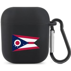 Ohio vlag schattig hoesje voor AirPods 2 & 1 schokbestendige beschermende hoofdtelefoon gevallen cover met sleutelhanger voor mannen vrouwen