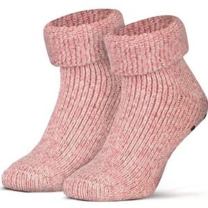 Piarini ABS antislipsokken - 1 paar - wollen sokken - wintersokken - Noorse sokken met badstof aan de binnenkant - dames heren, roze-gemêleerd, 35-38 EU