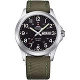 Swiss Military Heren DAY-DATE Horloge SMP36040.05, Groen, Large, 42mm Diameter, riem