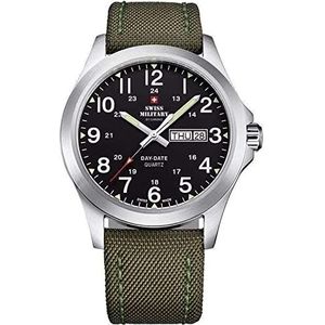 Swiss Military Heren DAY-DATE Horloge SMP36040.05, Groen, Large, 42mm Diameter, riem