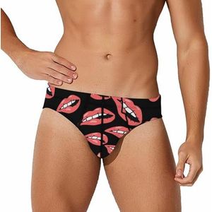 Pink Kiss Lips Heren Slips Ondergoed Stretch Slip Zachte Ademende Onderbroek Gedrukt