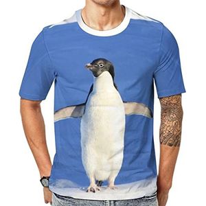 Pinguïn T-shirt met korte mouwen voor heren, ronde hals, print, casual T-shirt, tops, 6XL