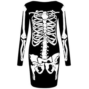 Fashion Oasis Dames Halloween skelet beenderen jurk voor dames, bodysuit, jumpsuit of legging, standaard & plus size 8-20, Skelet Jurk, 50-52