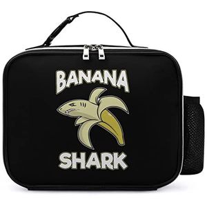 Banana Shark Afneembare Maaltijd Pack Herbruikbare Lederen Lunch Box Container Draagbare Lunch Bag
