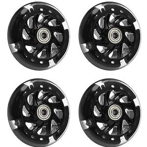 EMSea 4 STKS Scooter Stille Lichtgevende Kristal Wielen Zwarte Hub met Lagers Knipperend 3 Kleuren Vervanging Wielen voor Scooter 100x100mm