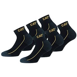 Caterpillar Robust Work Sneaker 6 paar werksokken van zacht katoen, versterkte teen en hiel, CORDURA-vezeltechnologie (Zwart, 43-46)