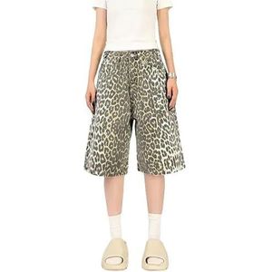 Women'S Printed Trousers Summer Mid-Pants Summer Retro Leopard Print Jeans For Men And Women, Loose, Straight-Sky Blue-Xl