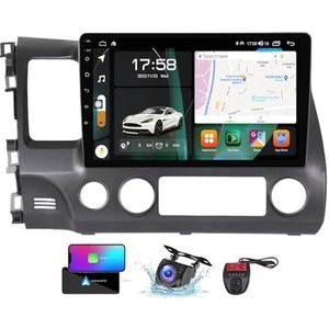 Android 13 Autoradio 9 Duim Touch Display Voor Honda Civic 8 FK FN FD 2005-2012 Met Draadloze Carplay Android Auto/4G WiFi/FM RDS DAB+/Buletooth/Bediening op het stuur + Camera DVR(NF-5)