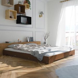 EMOOR Houten lattenbodem laag platform bedframe KAN SUNOKO Twin voor Japanse futon matras massief grenen (ongeverfd), vloer slaap tatami mat