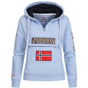 Geographical Norway GYMCLASS Lady Sweatshirt voor dames, capuchon, kangoeroezakken, casual, lange mouwen, warm, hoodie, top sport, lichtblauw, S