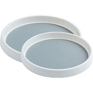 2 stuks draaiplateau voor specerijen keukenopslag, 2 maten, rond dienblad (25 cm / 9,8 inch en 30 cm), draaibare kunststof sokkel voor kast, woonkamer/eetkamer