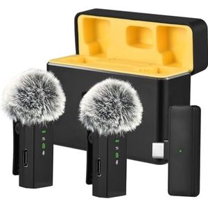 YIWENG Draadloze microfoon Professionele revers microfoon Clip op microfoons Dual Digital Noise Reduction Geen vertraging Plug and Play Twee Microfoon voor Mobiele Telefoon Live Broadcast Outdoor