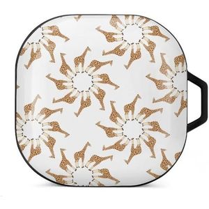 Giraffe ronde oordopjes hoesje compatibel met Samsung hard shell beschermhoes zwart stijl