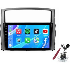 Android 14 Autoradio Sat Navi voor M-itsubishi Pajero (2006-2011) 9 Inch Touchscreen Multimedia Speler met Draadloze Carplay GPS Navigatie FM RDS Bluetooth 5G-WiFi SWC DSP,M120s