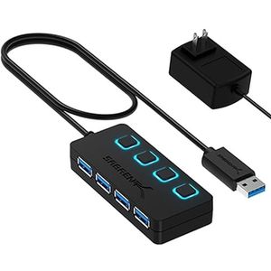 SABRENT 4-poorts USB 3.0 Hub met individuele LED-verlichting Power Switches, inclusief 5V/2.5A voedingsadapter (HB-UMP3)