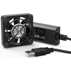 Eluteng USB-ventilator, 40 mm, 5 V, 3 snelheden (L/M/H), behuizingsventilator, voor computer/PS4/tv-box/AV-kast/router, 4 cm, herbruikbaar