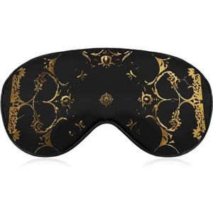 Ademend oogmasker zwarte en gouden achtergrond bedrukte zachte slaap oogmaskers met verstelbare riem oogbedekking oogpatches lichtblokkerende oogmasker voor kantoor dutje reizen