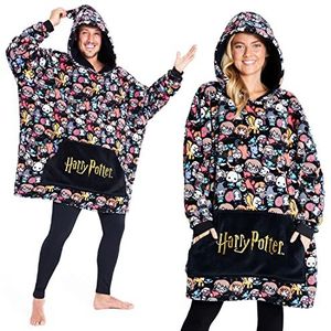 Harry Potter zeer grote dekenhoodie voor dames, mannen en tieners, draagbare fleece-deken, Eén Maat (Veelkleurig)