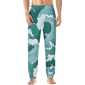 Surf Wave Wallpaper heren pyjama broek zachte lounge bodems lichtgewicht slaapbroek