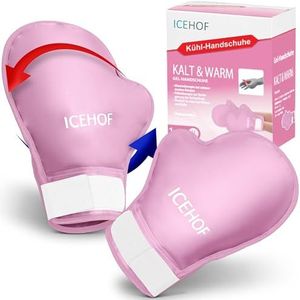 ICEHOF Koelhandschoenen, 2 stuks, zachte stof, verkoelende handschoenen voor handen/vingers, gelhandschoenen, koudehandschoenen (roze)