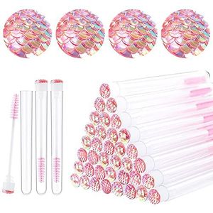 Dming 50Pcs Wimper Borstel Wimper Wand Make-up Tool Wimper Extension levert Schoonmaak borstel Diamant Mascara schaal l roze
