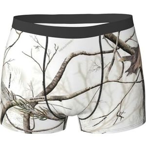 ZJYAGZX Boxerslips voor heren, met camouflageprint, witte bomen, comfortabele ondergoedbroek, ademend, vochtafvoerend, Zwart, S