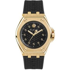 Philipp Plein Dameshorloge analoog kwarts plein Extreme Lady, goud/zwart - Pwjaa0322, Riemen.