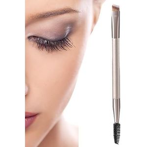 Dubbele wimperkam, spoolies voor wenkbrauwen, dubbelzijdige eyeliner-kwast, spoelie, schuine wenkbrauwkwast voor gel, vloeistof, wimpers, wenkbrauwen, make-upgereedschap Decorhome