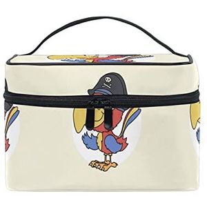 Schattige piratenbaby papegaai vogel make-up tas voor vrouwen cosmetische tassen toilettas trein koffer