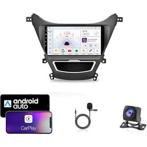 9 Inch Autoradio Compatibel voor Hyundai Elantra 2011-2016 met GPS Navigatie CarPlay Android Auto Acht-Core 4G Bluetooth WiFi MirrorLink Stuurwiel Afstandsbediening(T6 8 Core 4G+Wifi 8G+128G)