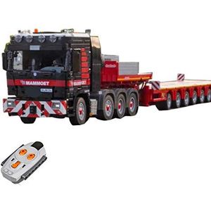 PEXL Technik Vrachtwagen met aanhanger, met afstandsbediening en 7 motoren, 6250 klembouwstenen, grote MOC-bouwstenen, compatibel met Lego Technic
