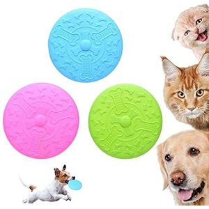 3 Stk Hondenspeelgoed Frisbee Hondenfrisbee Disc Rubberen Frisbee Huisdier Vliegende Schijf Hond Frisbee Pet Toy Hond Flying Disc Toys Training Frisbee voor Land En Water Interactief Outdoor Speelgoed