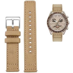 20 mm canvas horlogeband met snelsluiting geschikt for Citizen Seiko Outdoor waterdichte sport nylon band heren damesarmband (Color : Khaki-silver, Size : 20mm)