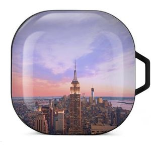 NYC New York City landschap oordopjes hoesje compatibel met Samsung hard shell beschermhoes zwart stijl