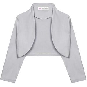 Bolerose Meisjes 3/4 Mouw kinder Kinderen Bolero (Zilver, 7-8 jaar)
