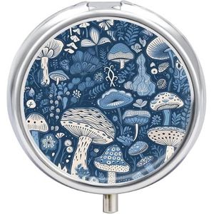 Cartoon Blauwe Paddestoel Pillendoos Mini Pil Case Pocket Pil Case voor Mannen Reizen Pillendoos Leuke Pil Organizer 3 Compartiment Geneeskunde Pil Organizer Pil Container Pil Houder