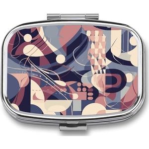 Leuke Pil Organizer Abstracte Geometrische Lijnen Gedrukt Draagbare Reizen Pillendoos Mini Pillendoos Kan Buiten worden gebruikt