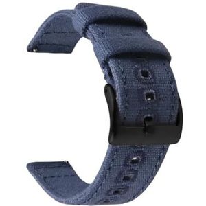 18mm 20mm 22mm gevlochten canvas band geschikt for Samsung Galaxy Watch 3/4 40mm 44mm Classic 46mm 42mm Quick Release armband geschikt for Garmin(Color:Blue black,Size:22mm)