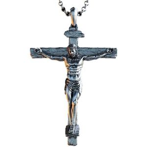 BOSONS Titanium stalen kruisbeeld ketting, kruis ketting voor mannen, kruisbeeld katholiek kruis hanger ketting, Metaal
