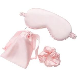 3 stuks set vrouwen geïmiteerd zijde slaap oogmasker oogpatches gezichtsmasker oogmasker oogschaduw blinddoek reizen rust oogbedekking nacht oogschaduw (lichtroze)