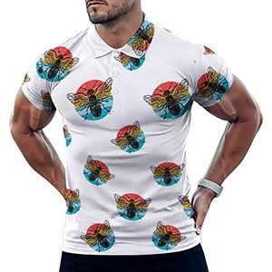 Grafisch Ontwerp Bee over Grunge Grappige Mannen Polo Shirt Korte Mouw T-shirts Klassieke Tops Voor Golf Tennis Workout