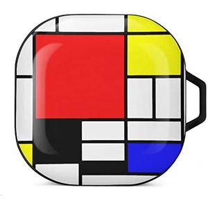 Mondriaan-stijl oordopjes hoesje compatibel met Samsung hard shell beschermhoes zwart-stijl