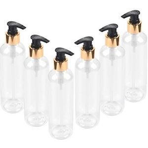 6 stuks PET-lotionflessen, zeep- en lotiondispensers, 250 ml, shampoofles, douchegel, transparant, recyclebaar, thuis, tijdens de reis, handlotioncontainers