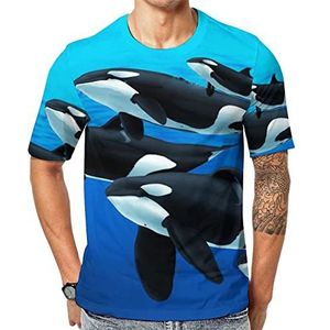 Sea Panda Killer Whale Heren Crew T-shirts Korte Mouw Tee Casual Atletische Zomer Tops