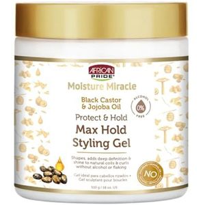 African Pride Moisture Miracle Max Hold Styling Gel met zwarte ricinusolie en jojoba-olie, 18 ml (2 stuks) B0B9Chtym2
