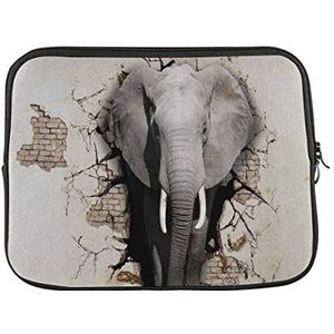 Laptophoes olifant komt uit de muren laptoptas voor mannen en vrouwen met rits, waterbestendige tablet draagtas, voor laptop, laptop, notebook, 15 inch